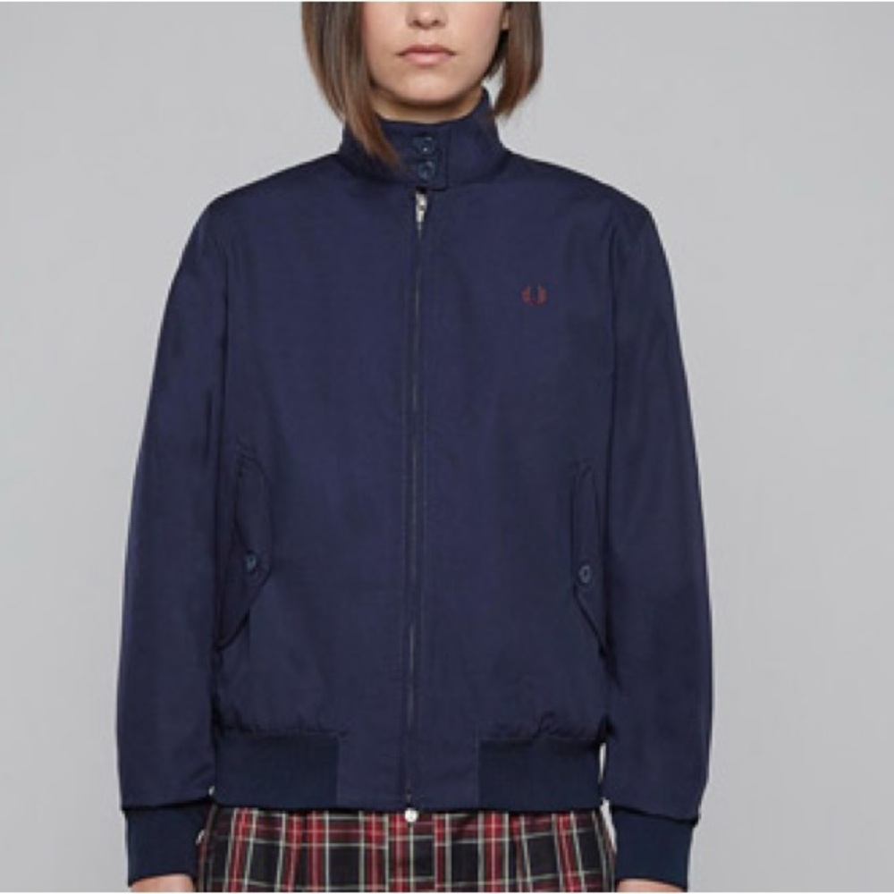 Fred Perry Navy Blue Harrington Bomber Jacket